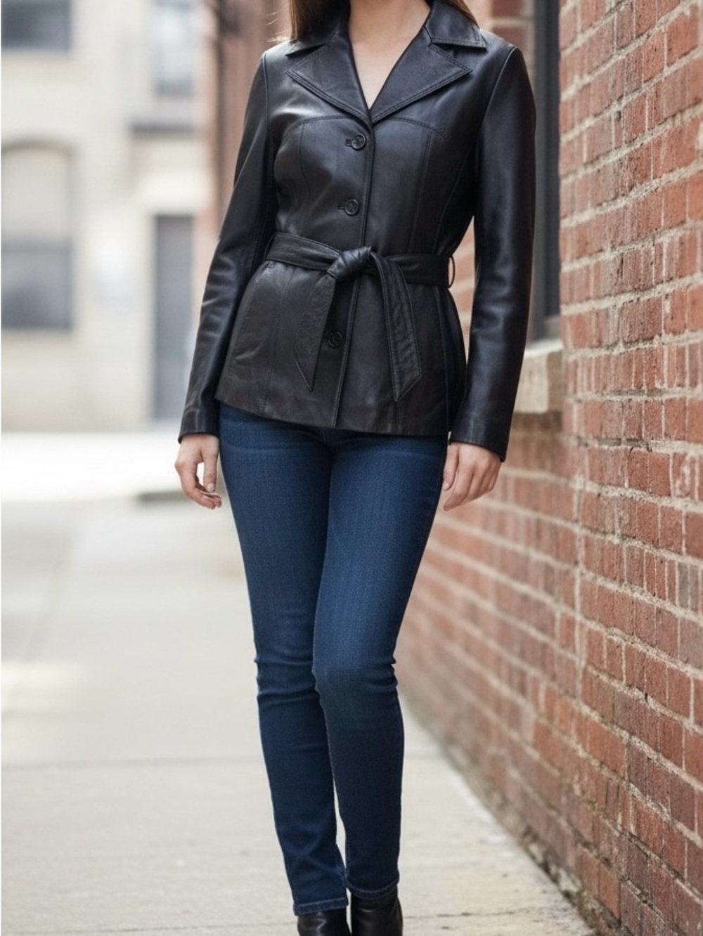 Wilson’s Old Money Genuine Leather Tailored Belted Jacket Size Small